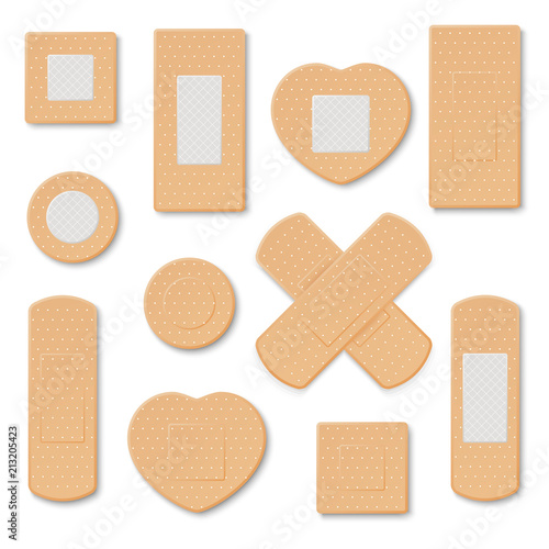Elastic medical plasters . Illustration of medical plaster, elastic bandage patch