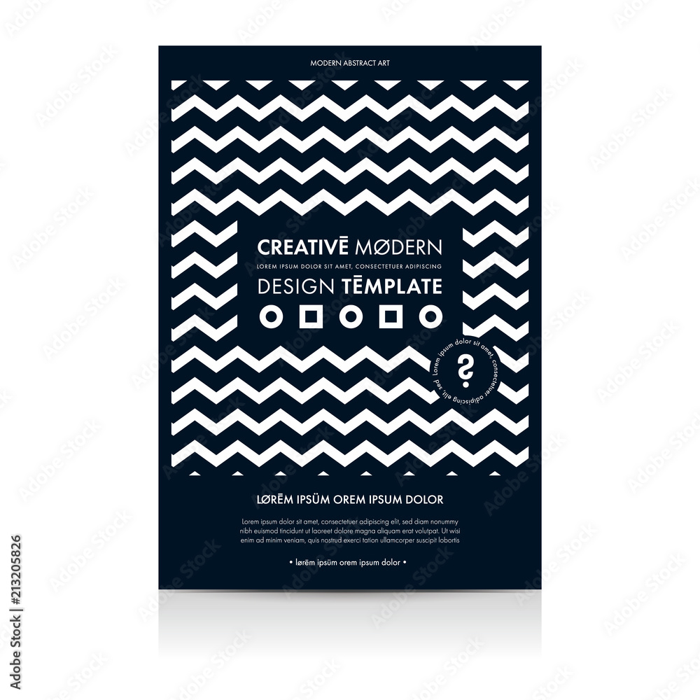 Flyer template with geometric shapes and patterns, 80s memphis geometric style. Vector illustrations.