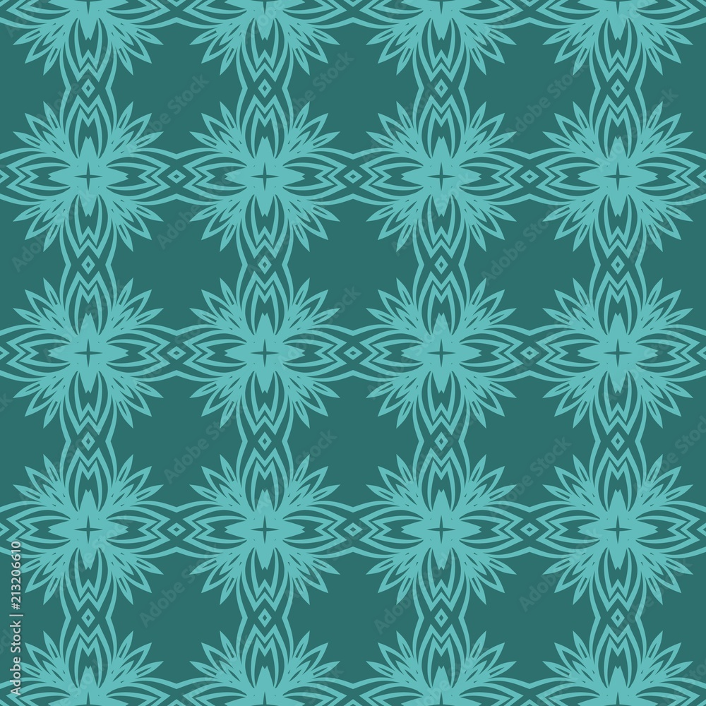 Seamless geometric pattern with floral abstract decoration. Vector illustration Seamless geometric pattern with floral abstract decoration. Vector illustration