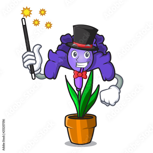 Magician iris flower mascot cartoon