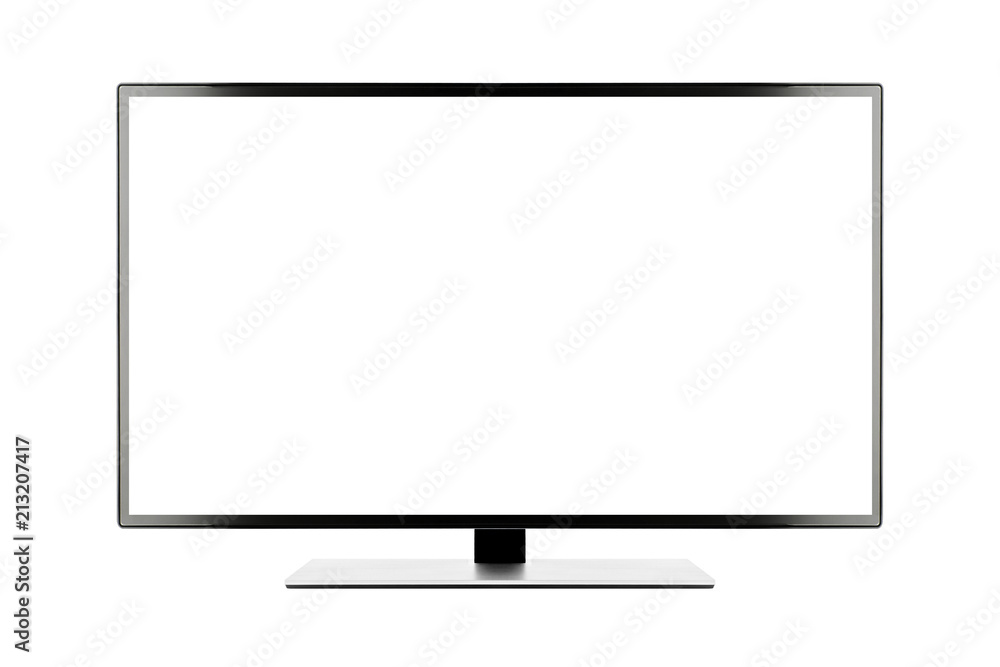 TV 4K flat screen lcd or oled, plasma realistic illustration, White blank HD monitor mockup with clipping path TV 4K flat screen lcd or oled, plasma realistic illustration, White blank HD monitor mockup with clipping path