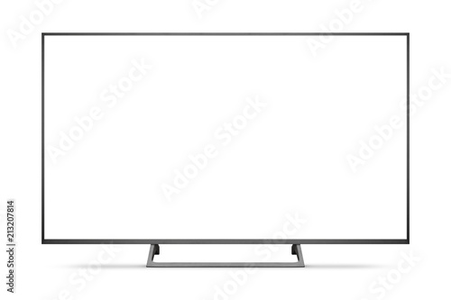 TV 4K flat screen lcd or oled, plasma realistic illustration, White blank HD monitor mockup with clipping path photo