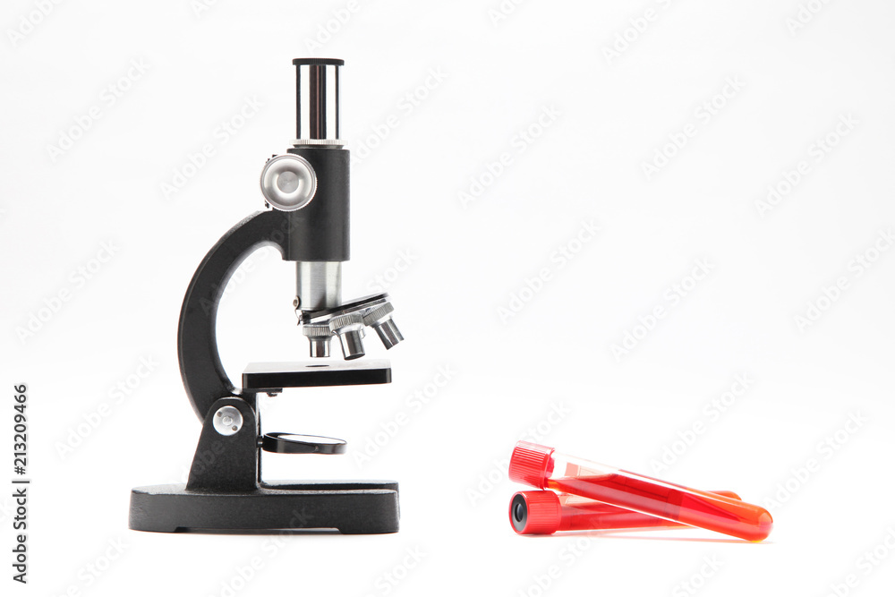 laboratory, microscope and glass tubes
