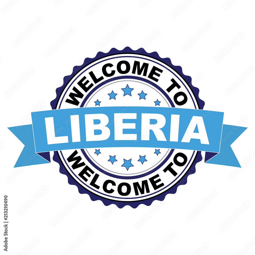 Welcome to Liberia blue black rubber stamp illustration vector on white background Welcome to Liberia blue black rubber stamp illustration vector on white background
