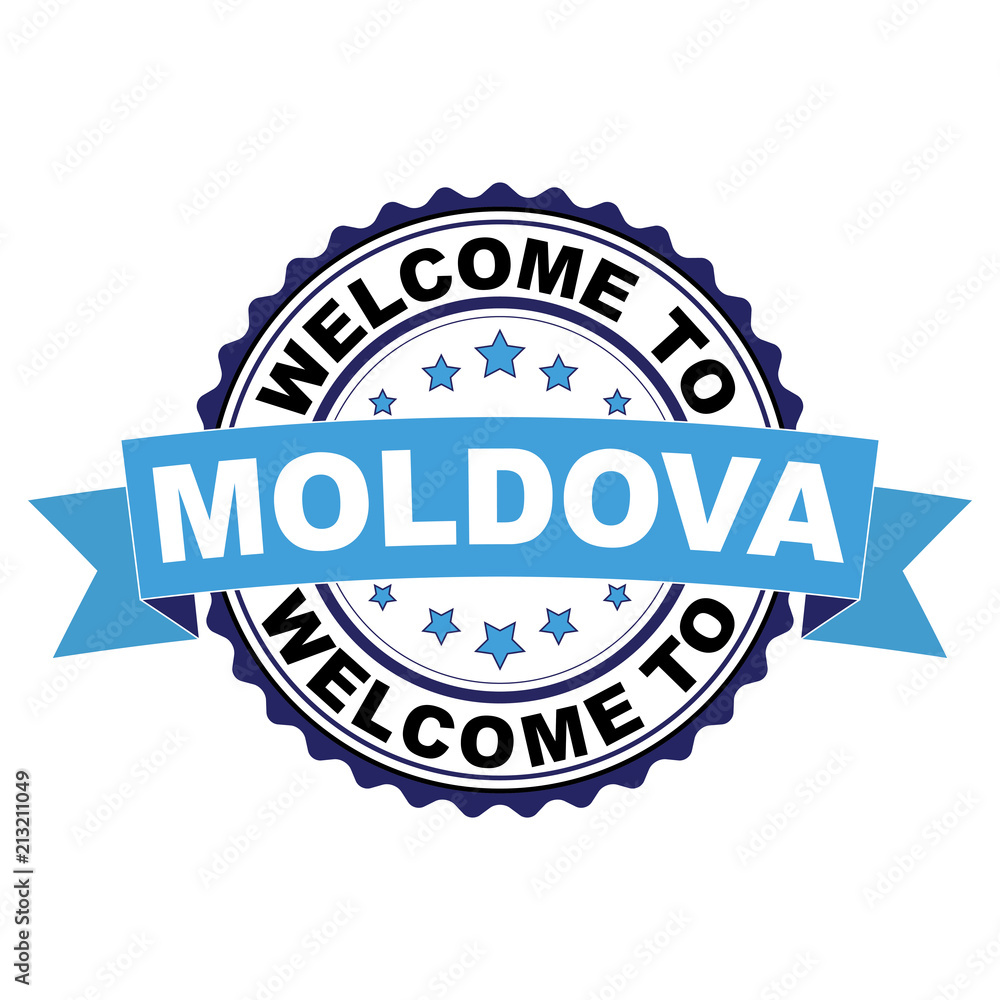 Welcome to Moldova blue black rubber stamp illustration vector on white background