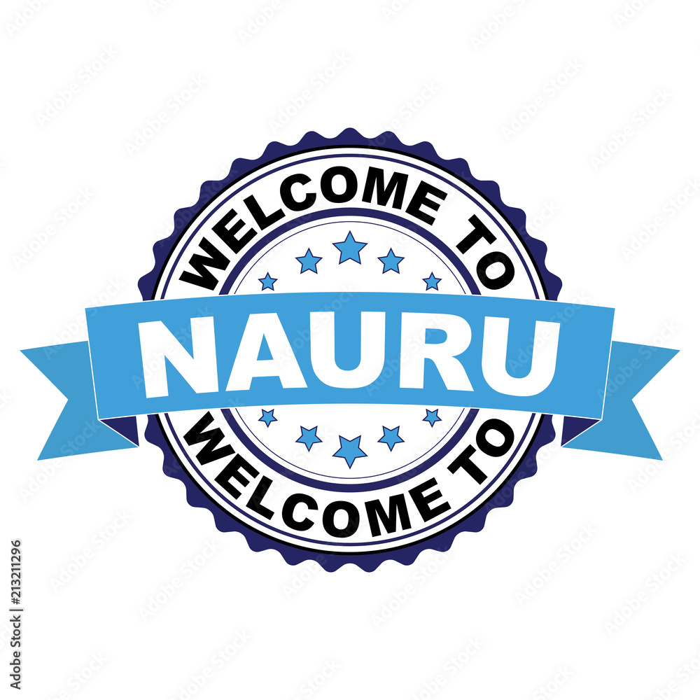 Fototapeta premium Welcome to Nauru blue black rubber stamp illustration vector on white background