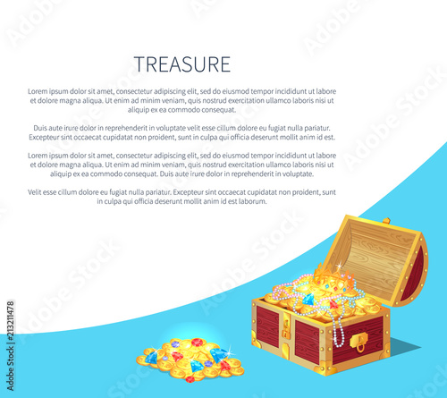 Treasure Posters Set Gold Ancient Coins Chests