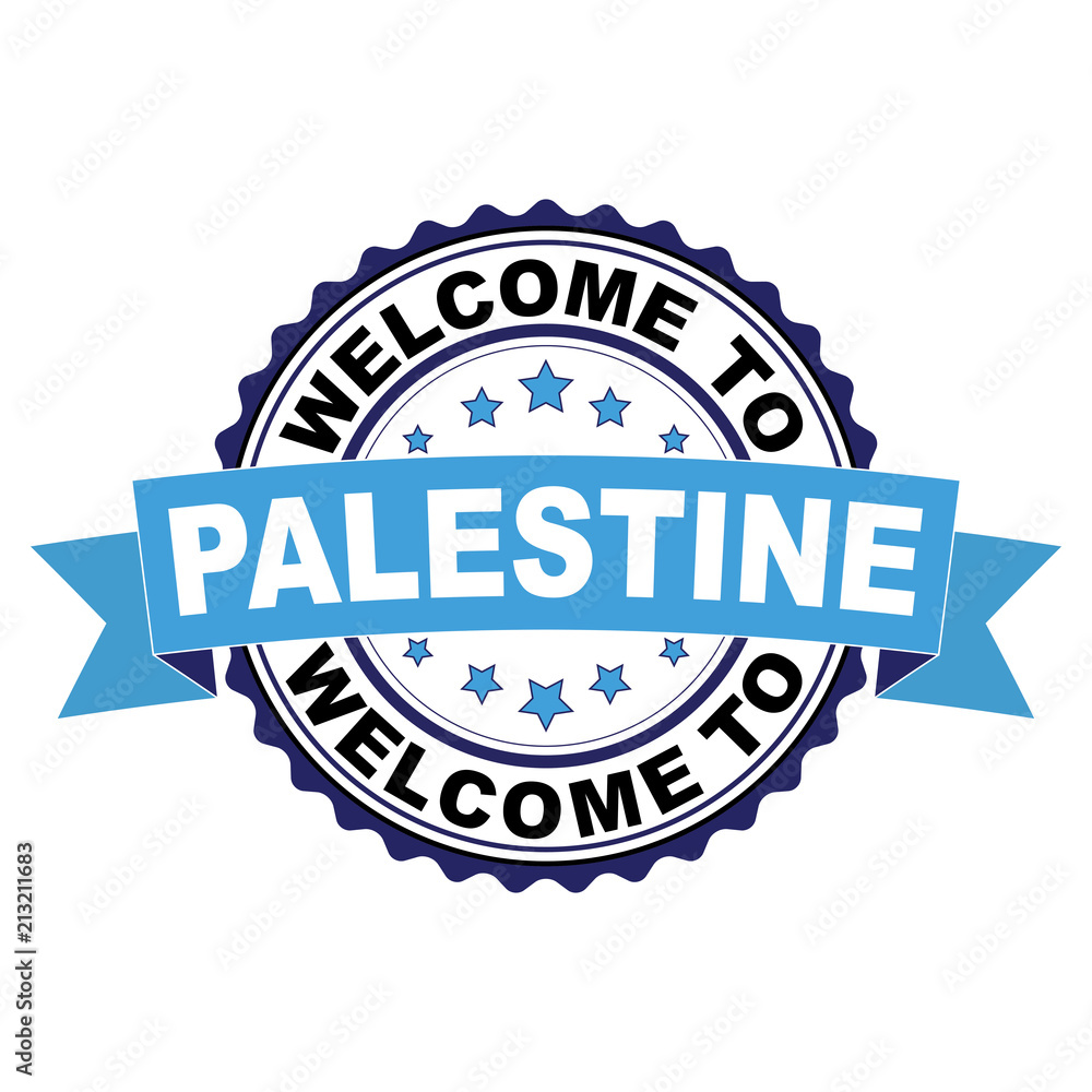 Obraz premium Welcome to Palestine blue black rubber stamp illustration vector on white background