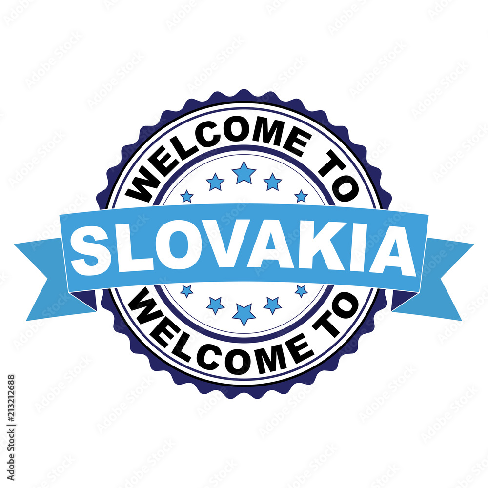 Welcome to Slovakia blue black rubber stamp illustration vector on white background Welcome to Slovakia blue black rubber stamp illustration vector on white background