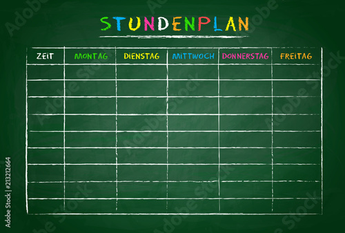 Kreidetafel mit Stundenplan