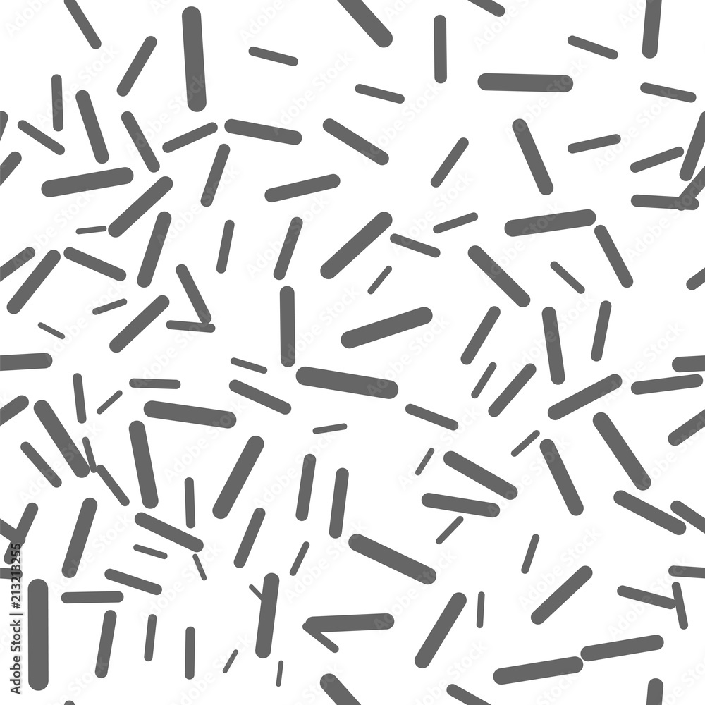 Round sticks of different shapes scattered on a page. Seamless vector pattern. Monochrome vector background. Round sticks of different shapes scattered on a page. Seamless vector pattern. Monochrome vector background.
