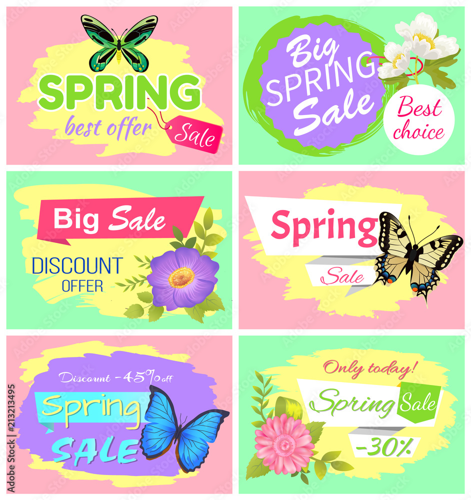 Big Spring Sale Collection Vector Illustration