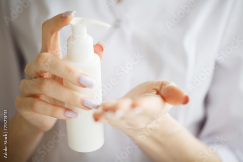 Woman Hand Cream. Close Up of Hands With Cream or Therapeutic Salve