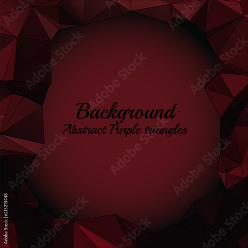     Abstract background with triangles and gradients. Vector frame of the spatial triangular geometric shapes. Red and black tones. Original design of cards and posters. Modern wallpaper.
