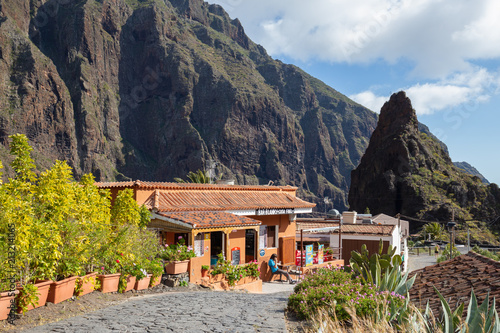 MASCA, TENERIFE - 21 MAY 2018: Front of restaurant in Masca village, the most famous tourist destination in Tenerife, Spain. photo