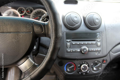 Steering wheel on the car dashboard © Mashevur