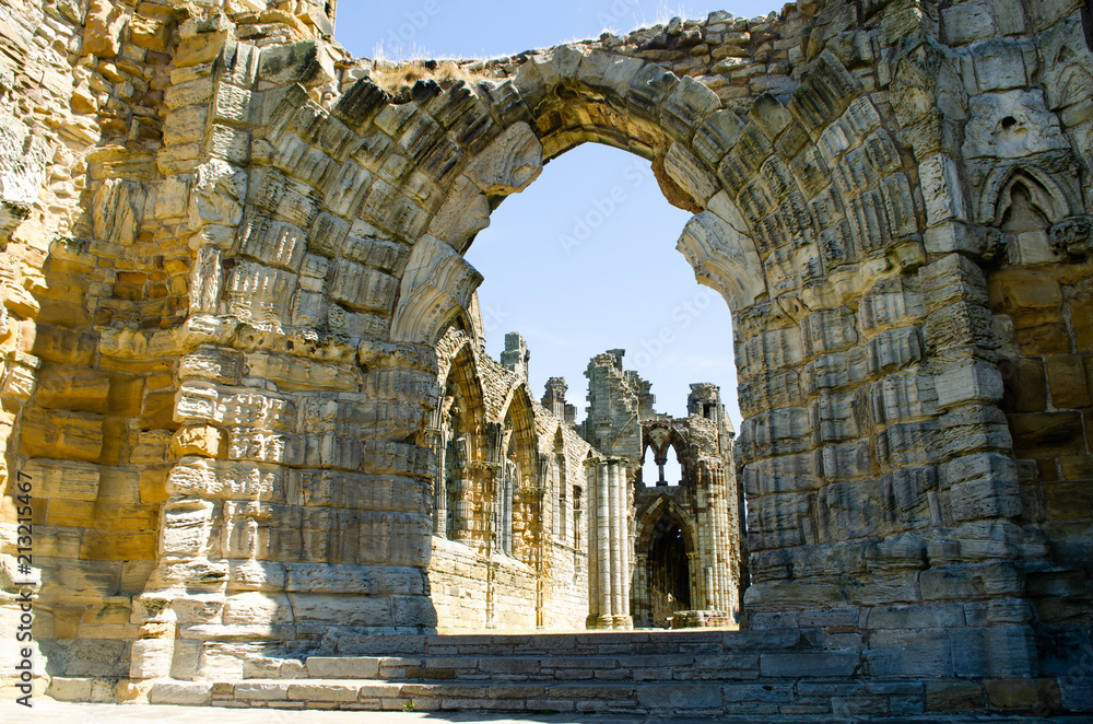 Looking through arch at Whitby Abbey Ruins