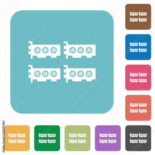 Cryptocoin mining farm rounded square flat icons