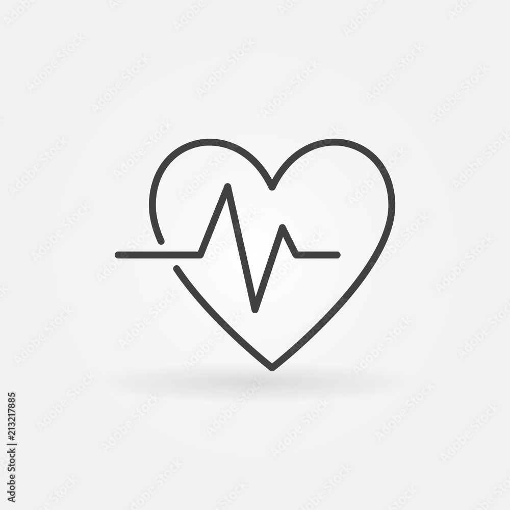 Heartbeat vector linear icon - vector heart beat pulse symbol Heartbeat vector linear icon - vector heart beat pulse symbol
