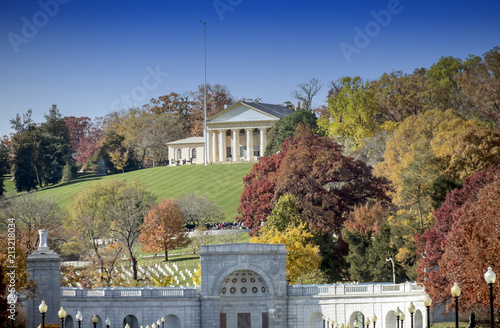 Arlington Cemetery Memorial Entrance and former home of Robert E. Lee Virginia ,at Fall  photo