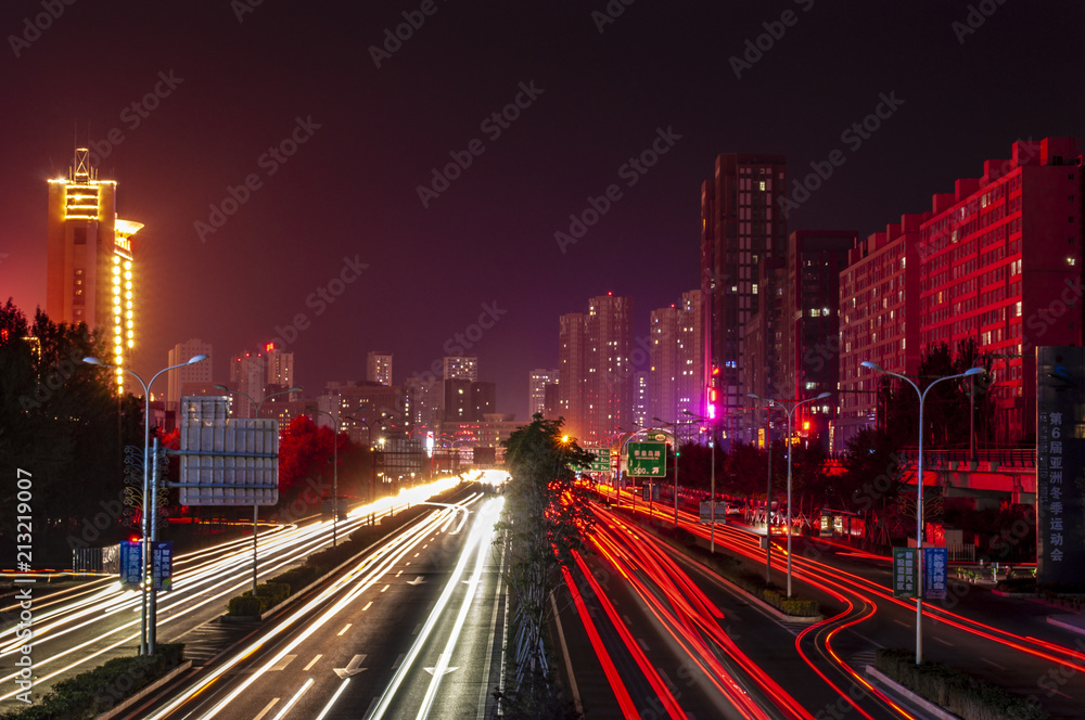 City and highway night scene