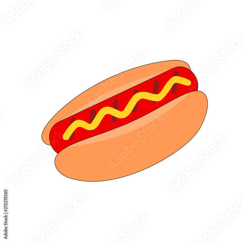 Tasty fast food mustard hot dog icon ,illustration cartoon