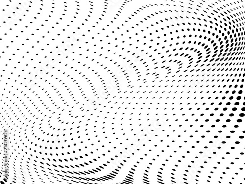 Halftone wavy background. Digital gradient. Dotted pattern with circles  dots  point small scale. 