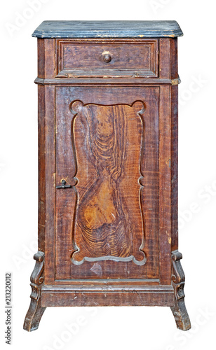 Wooden vintage dresser on white background