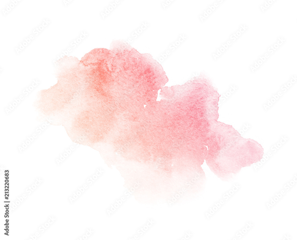 rainbow watercolor splash backdrop isolated on white, for text,tag, logo, design.  color like pink, peach, orange