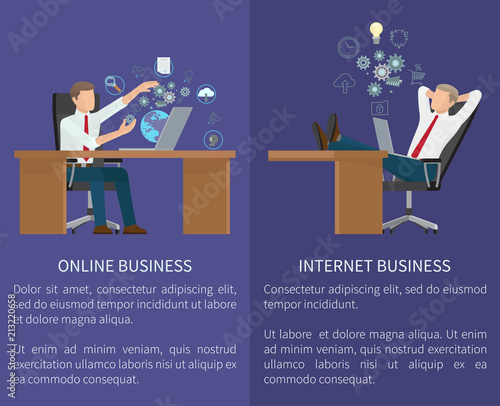 Online Business Collection Vector Illustration