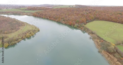 Aerial Drone Footage of British Reservoir 