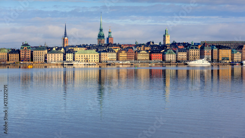 Canvas Print Summer morning in Stockholm Old Town, Gamla Stan, Sweden