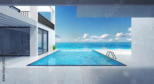 Minimalistic villa residence with swimming pool