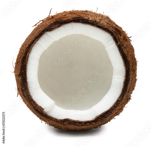 Cut coconut isolated on white