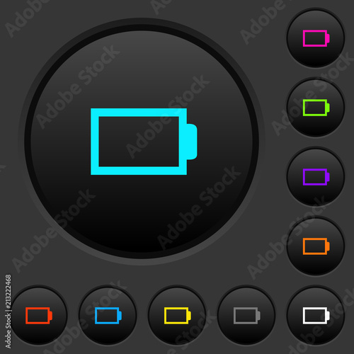 Empty battery without load units dark push buttons with color icons