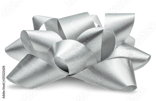 Silver bow isolated with path