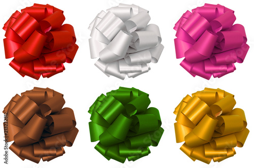 Collection of lush bow isolated over white, clipping path