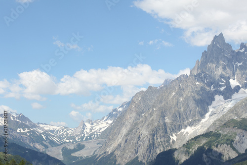 scenic view on high mountains with glaciers in Valle d'Aosta Italy