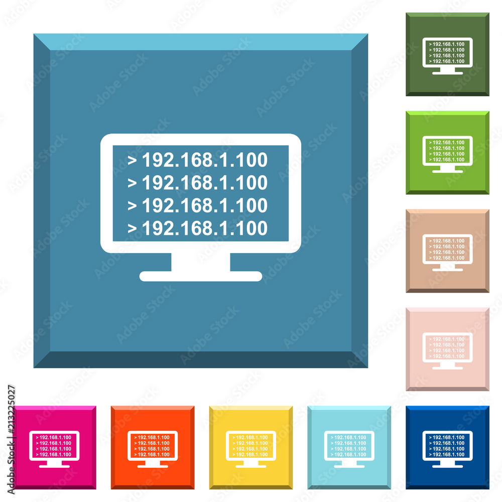 Ping remote computer white icons on edged square buttons Ping remote computer white icons on edged square buttons