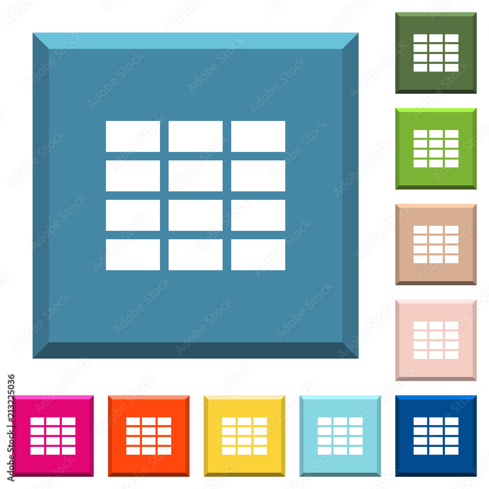 Spreadsheet white icons on edged square buttons