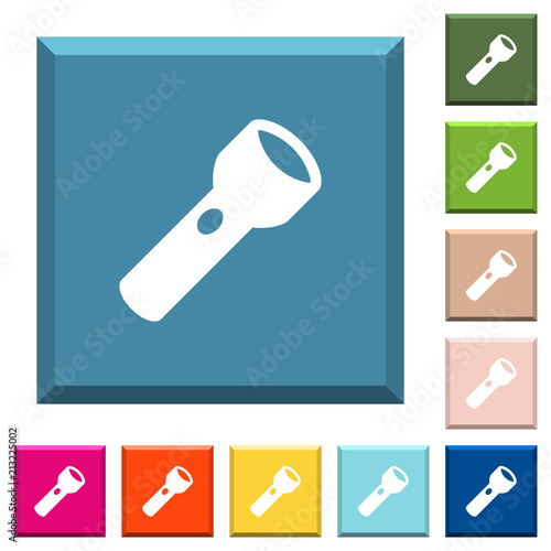 Flashlight white icons on edged square buttons