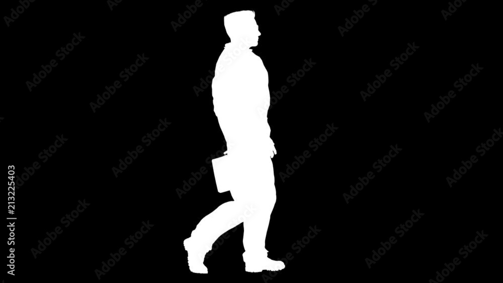 White silhouette of businessman. Alpha channel. Alpha matte. FullHD. White silhouette of businessman. Alpha channel. Alpha matte. FullHD.