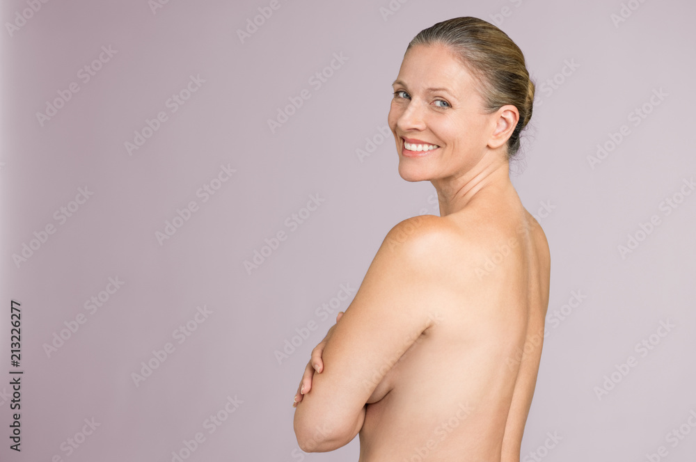 Fototapeta premium Senior woman standing naked
