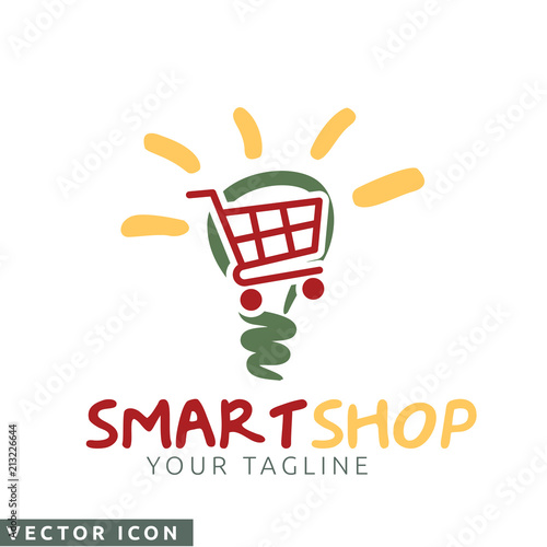 Shopping cart in Lightbulb Logo/Icon