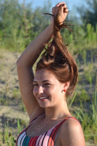 girl beach smile joy youth summer beauty face portrait