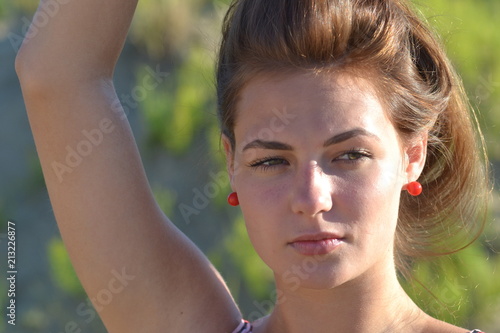 girl beach smile joy youth summer beauty 