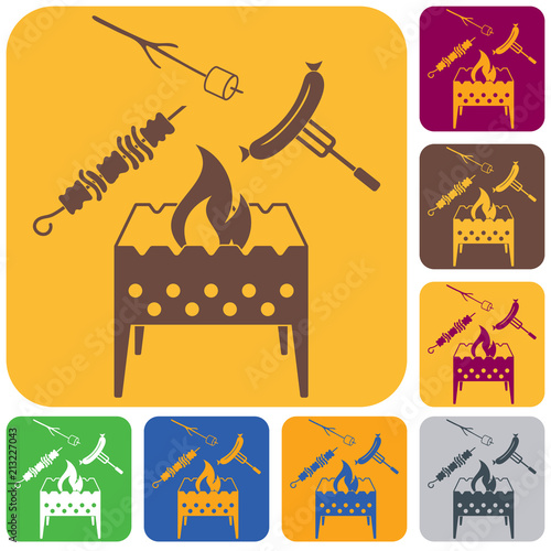 Brazier, zephyr, kebab and sausage icon