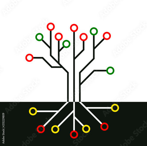 Printed circuit like tree with root