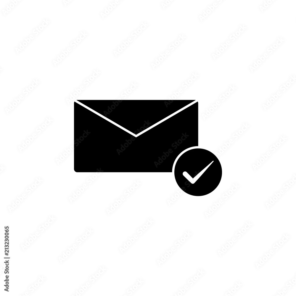 Mail icon, envelope with accept sign. Isolated vector illustration Mail icon, envelope with accept sign. Isolated vector illustration