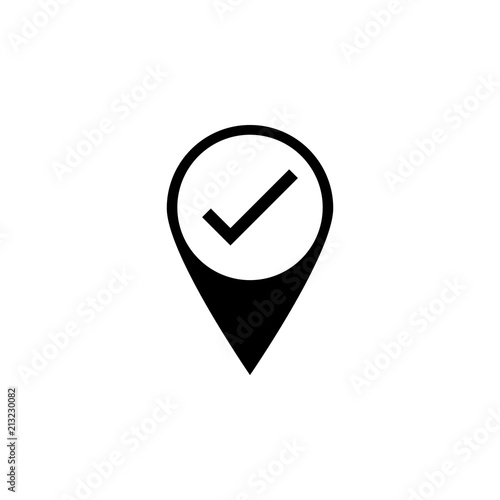 Pointer pin up icon with check mark isolated vector icon